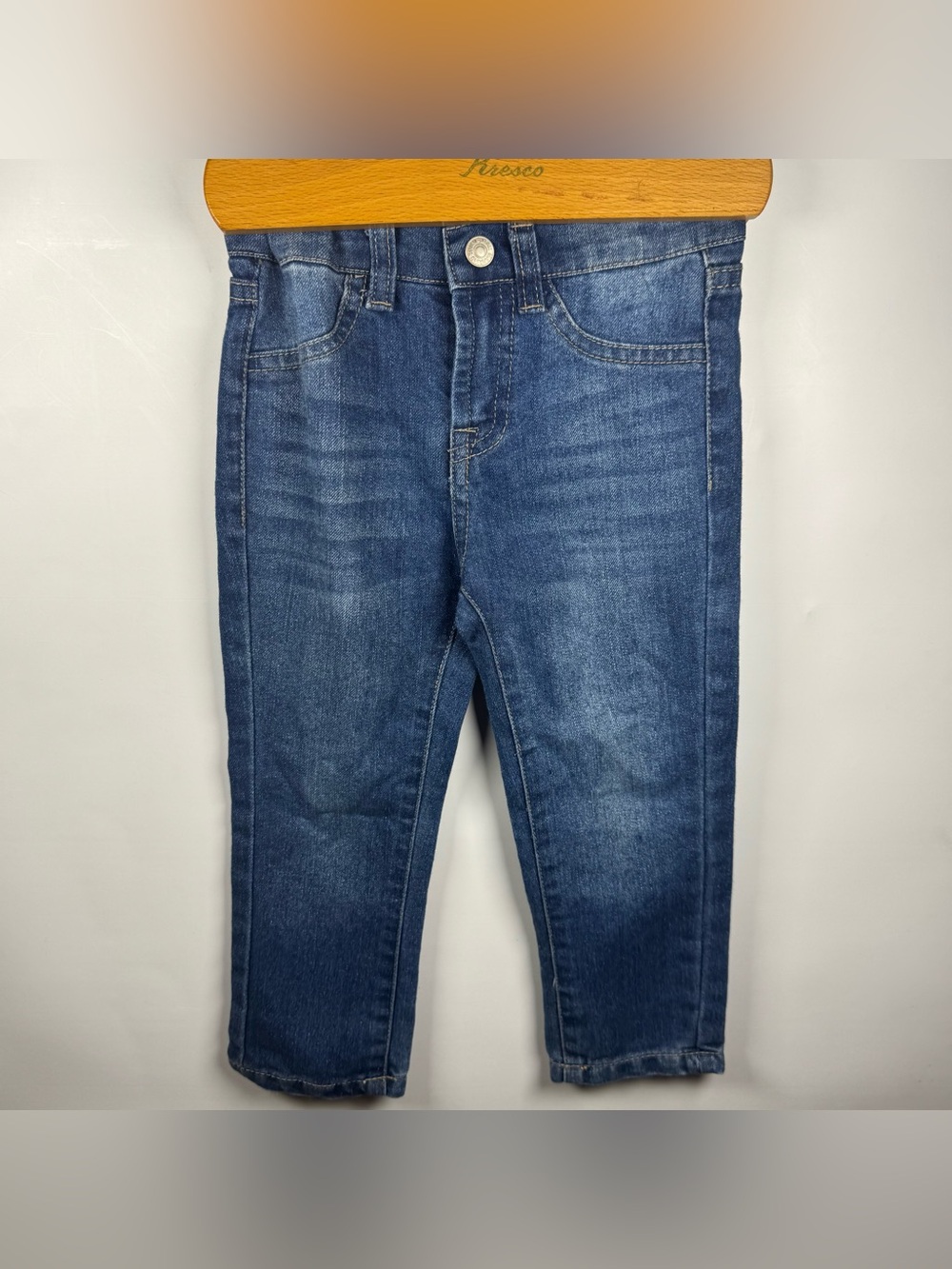 7 For All Mankind Toddler Girls Blue Denim Jeans Adjustable Waist 2T Premium